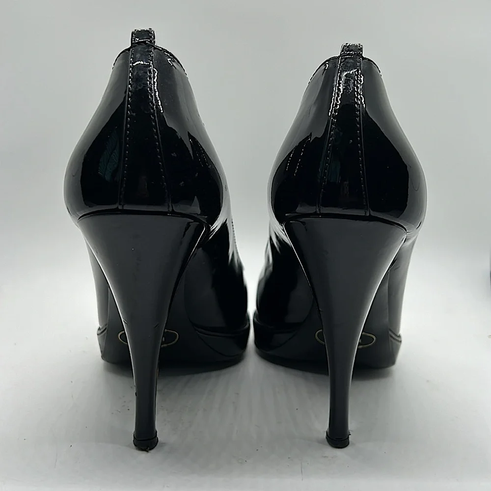 Prada Authenticated Black Patent Leather Stiletto Heel Shoes **Sz 38/US Size 8** - Picture 7 of 14